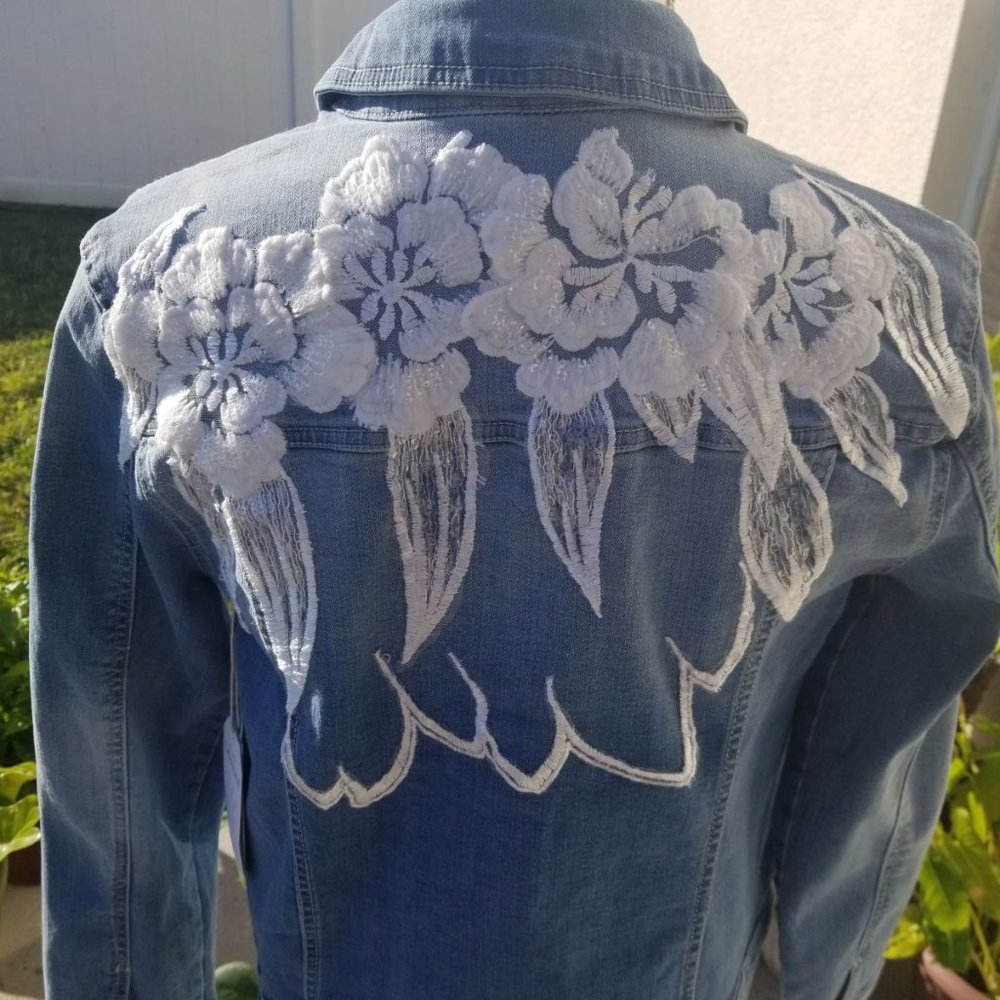 Denim Jacket Handmade Decorated M - Picture 3 of 6
